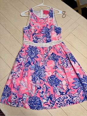 Lilly Pulitzer Pink and Blue Floral Sleeveless Casual Dress